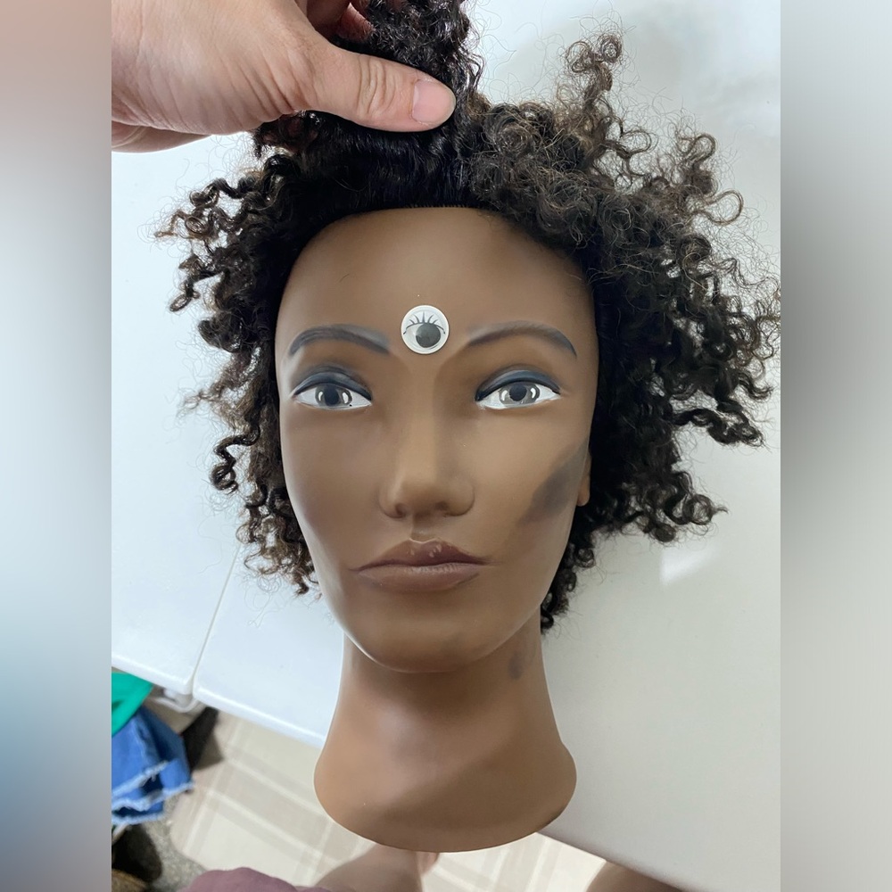 Curly Brown Hair Mannequin
